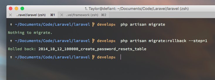 Laravel 5.3: Rollback one migration image