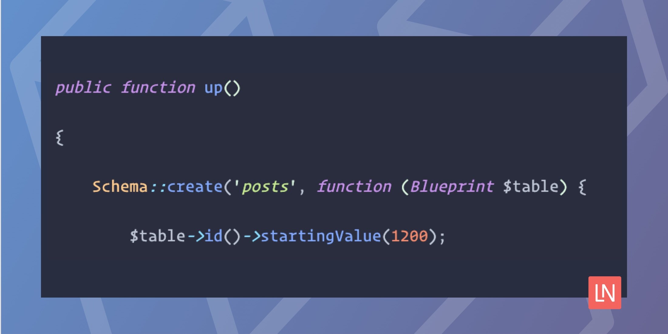 You can now easily change the default database auto increment value in Laravel image