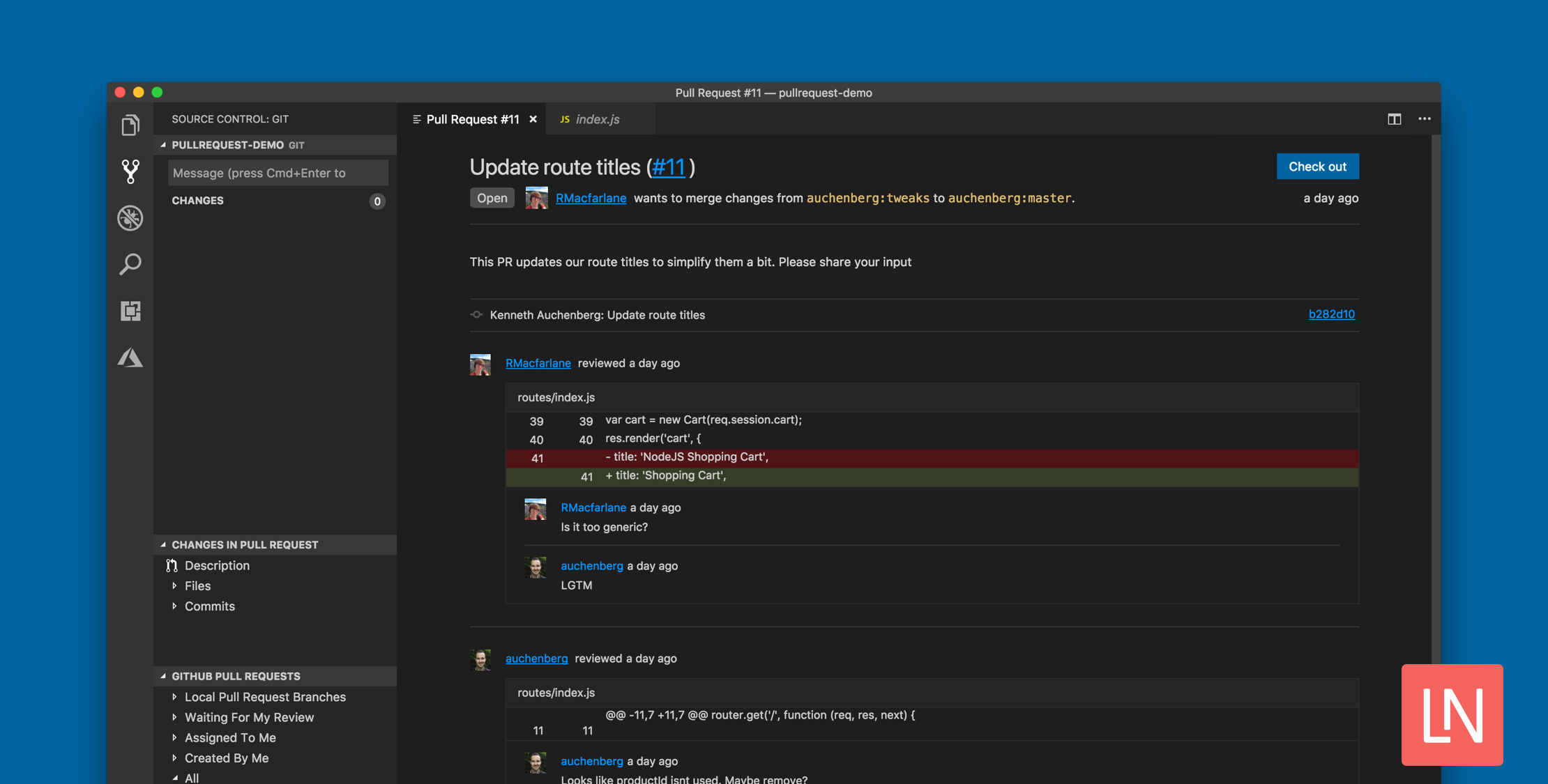 Visual Studio Code Adds a GitHub Pull Request Extension image